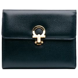 Salvatore Ferragamo Clutch Gancini in pelle blu Ferragamo Blu Blu scuro