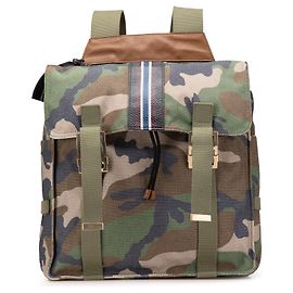 Mochila de camuflagem em lona marrom Valentino Marrom Caqui