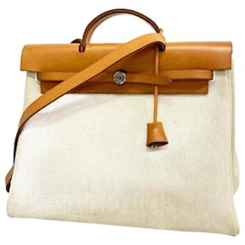 Hermès-Hermes Handbag Airbag MM Toile H Natural E Stamp-Other