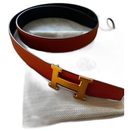 Cinto Hermès de couro laranja Laranja