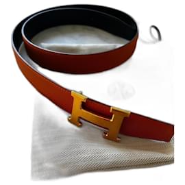 Cinturón Hermès de cuero naranja Naranja