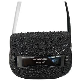 Emporio Armani Black Leather Handbag Black