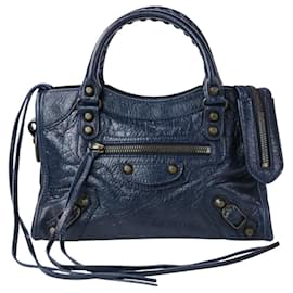 Balenciaga-Balenciaga Classic Mini City 2way Shoulder Bag-Navy blue