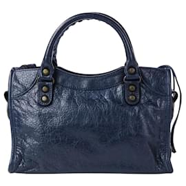 Balenciaga-Balenciaga Classic Mini City 2way Shoulder Bag-Navy blue