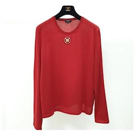 Chanel-Chanel Red Cashmere Jumper Sz.48 pre-owned-Red
