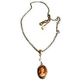 COLLIER vintage RARE DOLCE & GABBANA doré avec camée victorien Doré