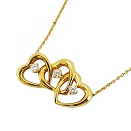 Tiffany & Co-Tiffany Necklace Triple Heart in 18K Yellow Gold with Diamond-Other