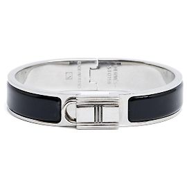 Hermès Clic Cadenas PM Schwarz Emaille Silber Kelly Locker Bangle S Hermes Schwarz Silber