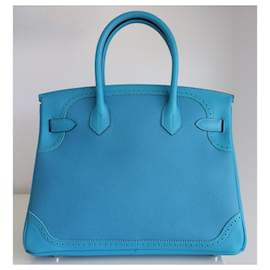 Hermès-Hermes Birkin 30 Ghillies Bag-Blue,Turquoise