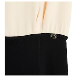 Chanel-Chanel 2010 Dress FR36 2 Tones Ecru Silk and Black Knit Minimal Dress UK8 US6-Black,Cream