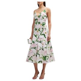 Vestido midi con estampado floral rosa Carolina Herrera Rosa