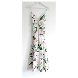 Carolina Herrera-Carolina Herrera Pink Floral Print Midi Dress-Pink