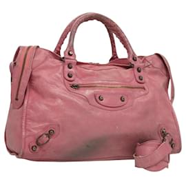 Balenciaga-BALENCIAGA The city Hand Bag Leather 2way Pink 115748 Auth 122642-Pink