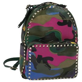 VALENTINO Studs Backpack Leather Camouflage Auth BA2454 Other