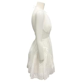 Self portrait-Self-Portrait White 2022 Cotton Broderie Anglaise Mini Dress-White