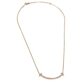 Tiffany & Co-Tiffany & Co. Rose Gold Diamond Medium Model Tiffany T Necklace-Other