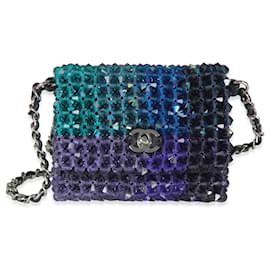 Chanel-Chanel Blue Ombre Pochette Micro Perles Sur Chaîne-Bleu