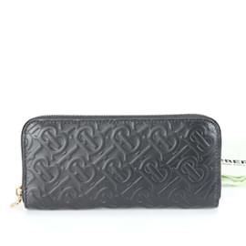 Burberry-Burberry TB Monogram Leather Long Wallet-Black