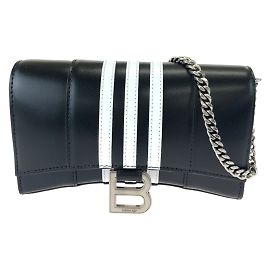 Balenciaga Adidas Collaboration Hourglass Wallet On Chain Black White