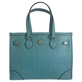 Gucci GG Star Tote Bag Turquoise Leather Turquoise