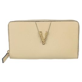 Versace Virtus Round Long Wallet Beige