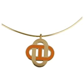 Hermès-Hermes Chaine d'Ancre Isatis Necklace-Golden,Orange