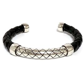 Pulseira Bangle Masculina Bottega Veneta Intrecciato Outro