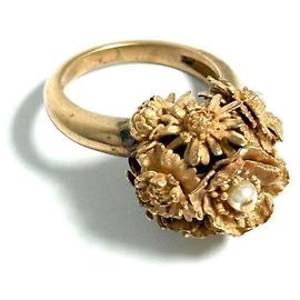 Christian Dior Ring mit rosa Goldblume Golden