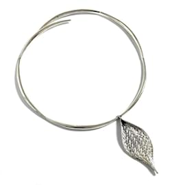 Tiffany & Co-Tiffany Mesh Leaf Pendant Necklace Choker-Other