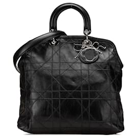 Dior-Dior Black Large Lambskin Cannage Polochon Granville Satchel-Black