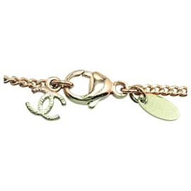 Chanel-Chanel Gold Gold Plated CC Tweed Effect Pendant Necklace-Golden