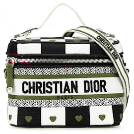 Dior-Dior White Small Canvas Embroidered D Royaume d Amour Diortravel Vanity Case-White