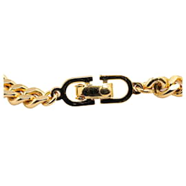 Dior-Dior Gold Gold Plated CD Logo Rhinestones Pendant Necklace-Golden