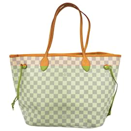 Louis Vuitton-Louis Vuitton Damier Azur Neverfull MM Tote Bag-White