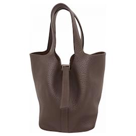 Hermès-Hermes Handbag Picotin PM in Taurillon Clemence Leather-Damier ebene