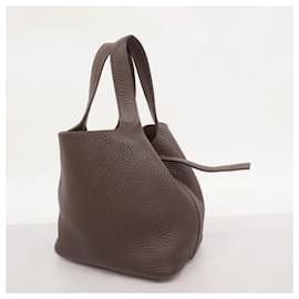 Hermès-Hermes Handbag Picotin PM in Taurillon Clemence Leather-Damier ebene