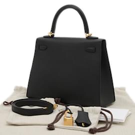 Hermès-Hermes Kelly 25 Handbag-Black