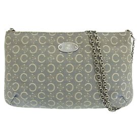 Céline Celine Macadam Pattern Triomphe Chain Shoulder Pouch Bag Light blue