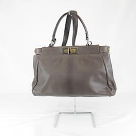 Fendi-Fendi Peekaboo 2way Handbag-Brown