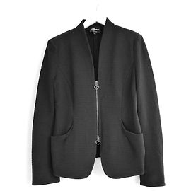 Giorgio Armani Black Waffle Zip Front Jacket Black