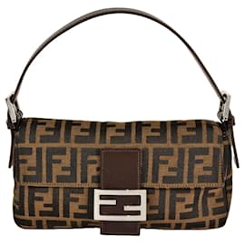 Fendi-Sac à bandoulière Mamma en toile Zucca de Fendi-Marron