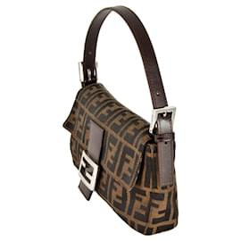 Fendi-Sac à bandoulière Mamma en toile Zucca de Fendi-Marron