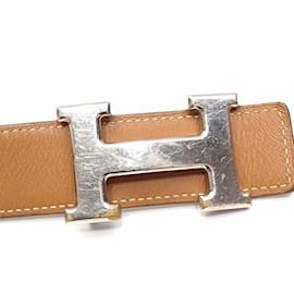 Hermès-Hermes Constance Leather Belt for Men-Brown,White