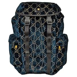 Gucci-Gucci Navy Velvet Backpack-Navy blue
