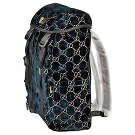 Gucci-Gucci Navy Velvet Backpack-Navy blue