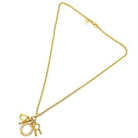 Christian Dior-Christian Dior Charm Necklace in Gold with Rhinestone-Golden