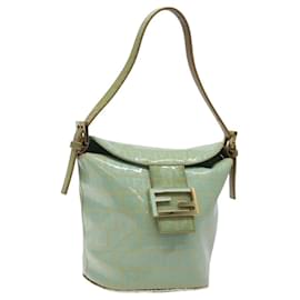 Fendi-Sac à main en toile Zucchino FENDI Émail or vert clair Auth 124243-Doré,Vert clair