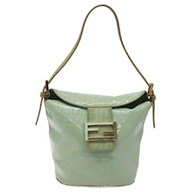 Fendi-Sac à main en toile Zucchino FENDI Émail or vert clair Auth 124243-Doré,Vert clair