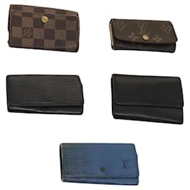 Louis Vuitton-LOUIS VUITTON Monogram Damier Epi Key Case 5Set Blue Black LV Auth BA267-Black,Blue,Monogram