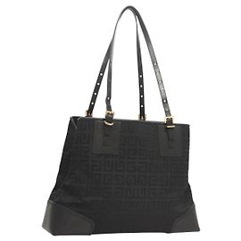 Borsa Tote GIVENCHY in tela nera e oro Auth am8454 Nero D'oro